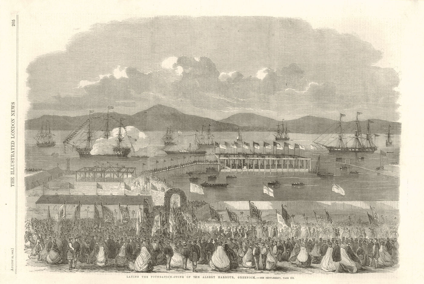 Laying the foundation stone of the Albert Harbour, Greenock. Scotland 1862